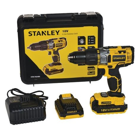 Stanley Brushless 18V Cordless Hammer Drill - 2 x 2Ah Battery In Kitbox