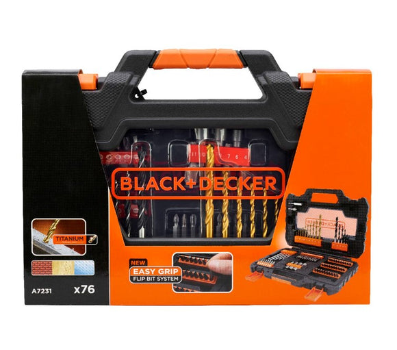 BLACK+DECKER A7231-XJ Easy Grip Drill Set - Black, 76-Piece