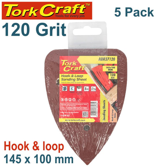 SANDING TRI - 120 GRIT 145 X 145 X 100MM 5/PACK FOR TCMS HOOK AND LOOP