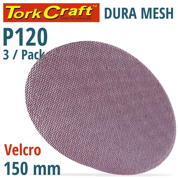 DURA MESH ABR.DISC 150MM HOOK AND LOOP 120GRIT 3PC FOR SANDER POLISHER