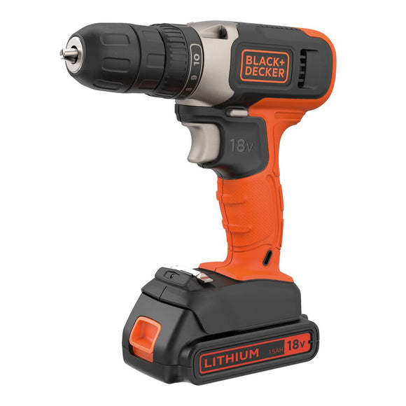 Black & Decker 18V 1 Speed Drill Driver & 1x 1.5Ah Batt | BCD001C1-QW