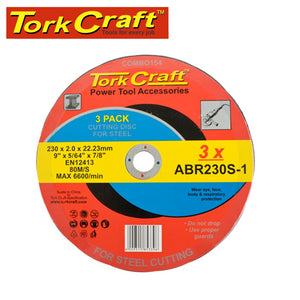 CUTTING DISC (3 PK) STEEL 230X2.0X22.23MM (ABR230S-1)