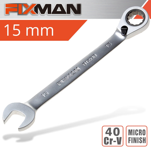 FIXMAN REVERSIBLE COMBINATION RATCHETING WRENCH 15MM