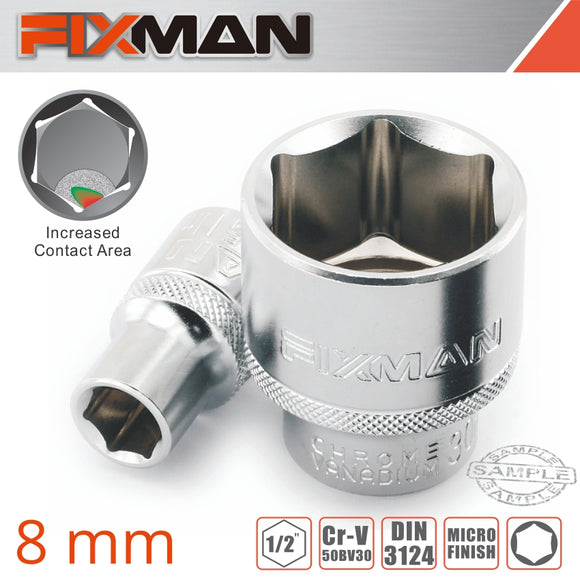 FIXMAN 1/2' DRIVE HEX SOCKET 8MM X 21.8MM