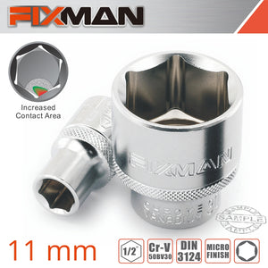 FIXMAN 1/2' DRIVE HEX SOCKET 11MM X 21.8MM