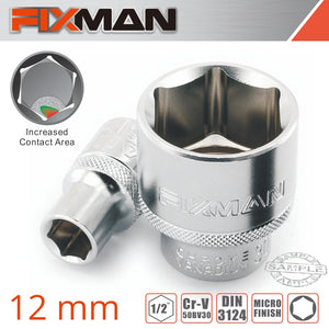 FIXMAN 1/2' DRIVE HEX SOCKET 12MM X 21.8MM
