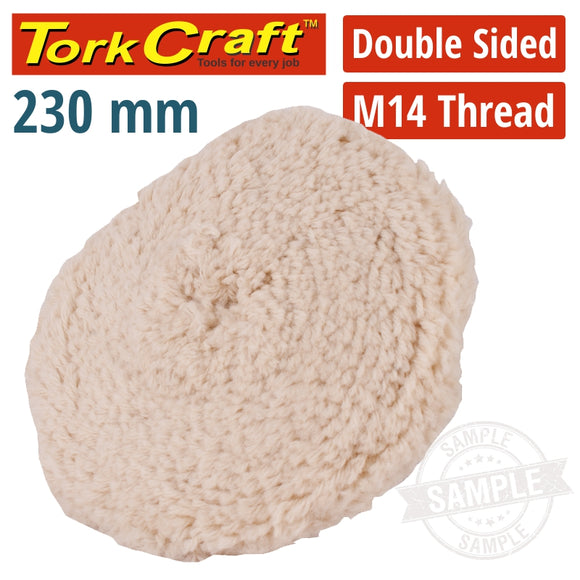 DOUBLE SIDED WOOL BUFF 9' 230MM WITH M14 THREAD