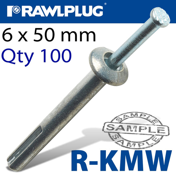 KMW METAL HAMMER FIXING 6X50MM X100 PER BOX