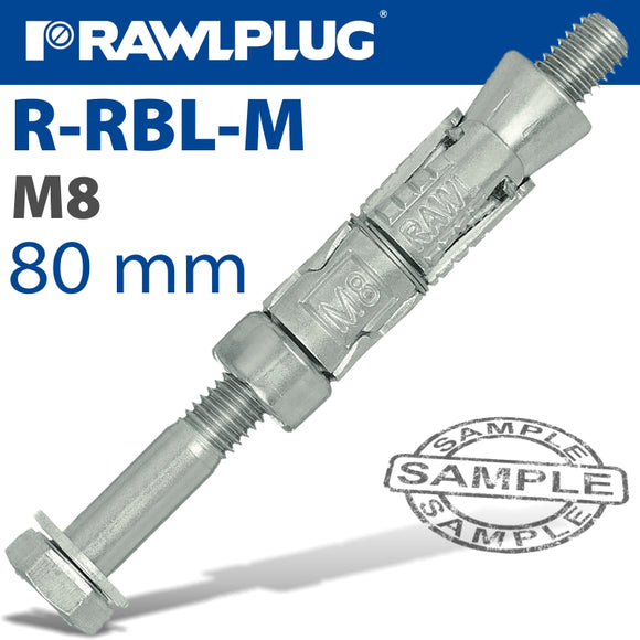 RAWLBOLT M8X80X25 X50-BOX (14MM HOLE)