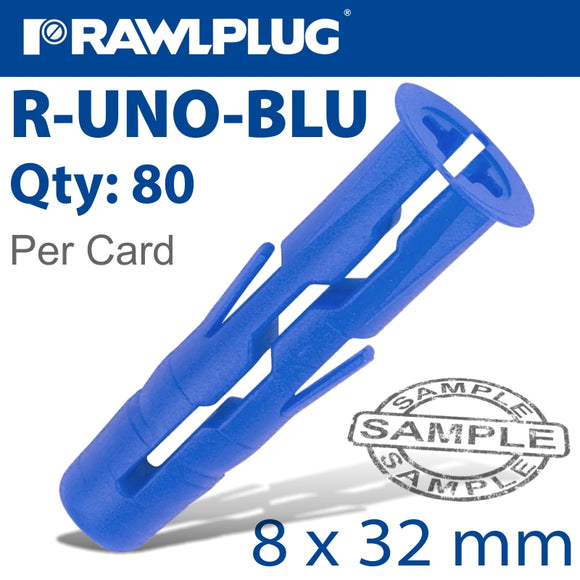 UNIVERSAL PLUG BLUE 8MM X 32MM X80-CLIP
