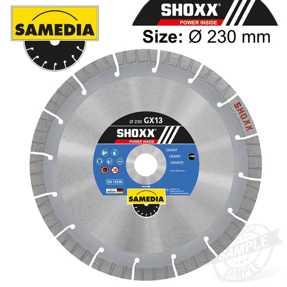 DIAMOND BLADE 230MM SEGMENTED IND GRANITE LONG LIFE SHOXX GX13